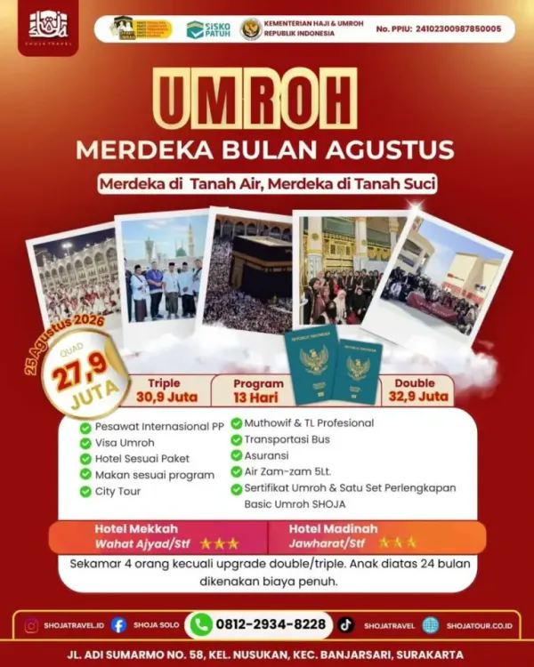 Poster Jadwal Umroh Merdeka — Edisi Bulan Agustus