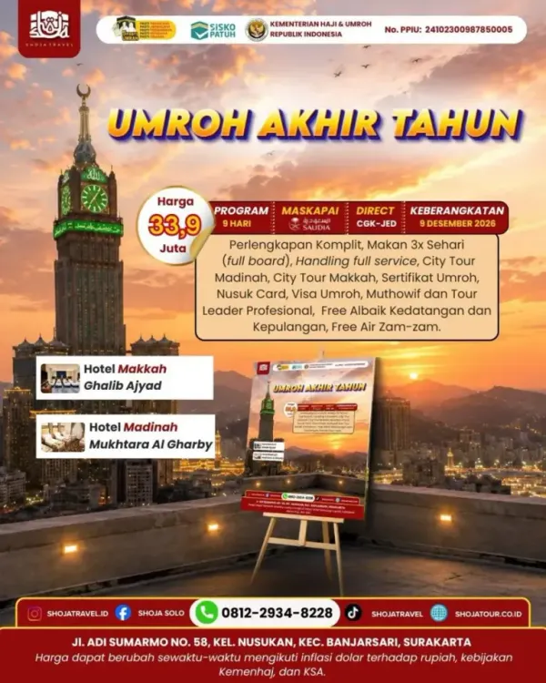 Poster Jadwal Umroh Direct Flight — Maskapai Direct CGK-JED