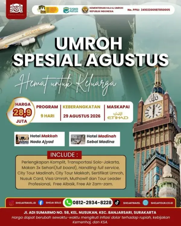 Poster Jadwal Umroh Program 29 Agustus 2026 — City Tour